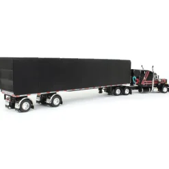 1/64 Black & Red Peterbilt 359 with Utility Roll Tarp Trailer, DCP by First Gear
