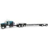 1/64 Black & Teal Kenworth W900L Long Frame with Transcraft Stepdeck Trailer, DCP by First Gear