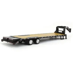 1/64 Black Gooseneck Trailer with Red & White Conspicuity Stripes