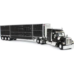 1/64 Black Kenworth W990 with Wilson Silverstar Livestock Trailer, DCP by First Gear