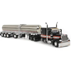 1/64 Black, Orange & White Peterbilt 379 60in Sleeper with Quad-Axle Walker Milk Tanker, DCP by First Gear