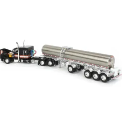 1/64 Black, Orange & White Peterbilt 379 60in Sleeper with Quad-Axle Walker Milk Tanker, DCP by First Gear