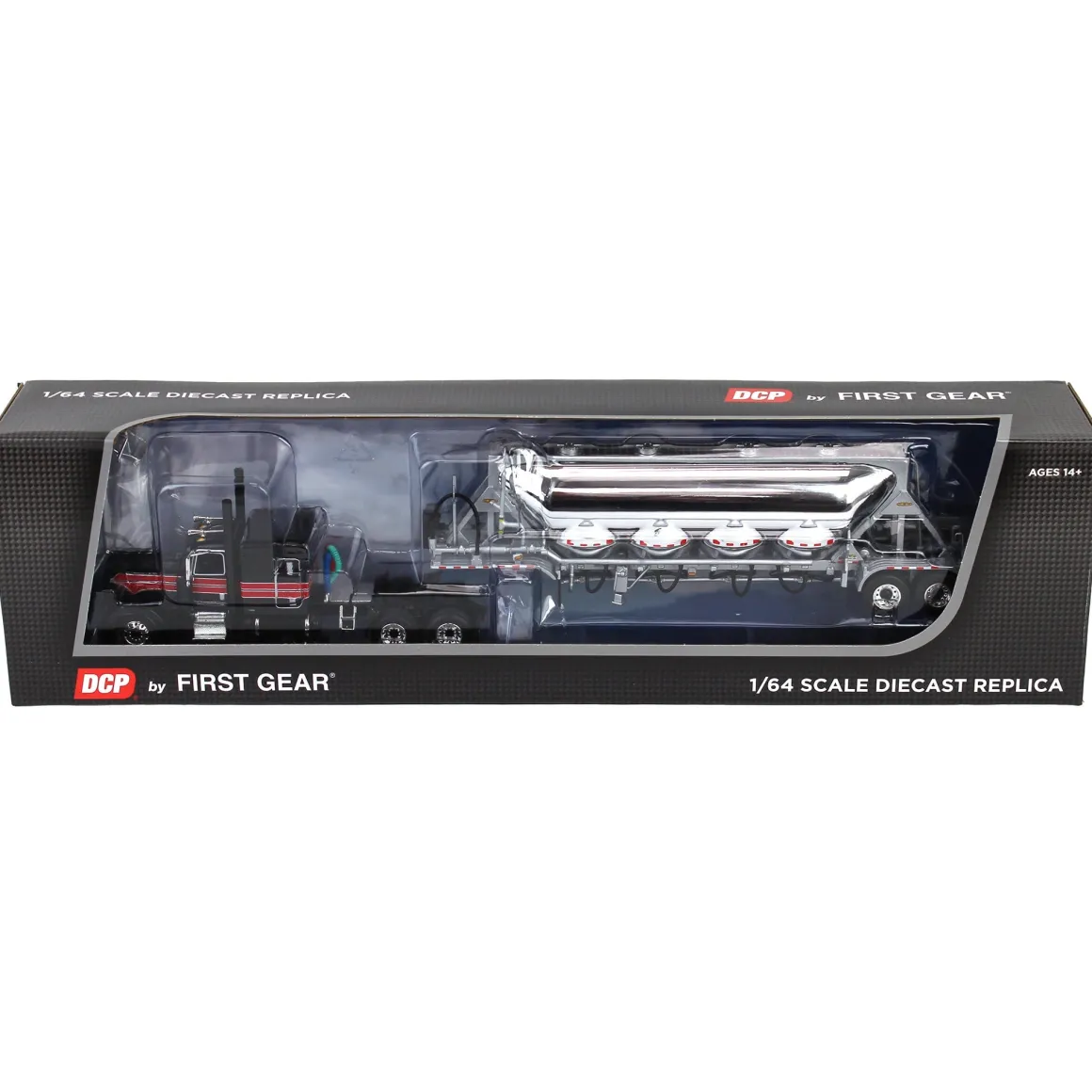 1/64 Black/Viper Red Peterbilt 389 with J&L Pneumatic Tank Trailer, DCP by First Gear