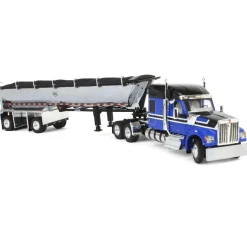 1/64 Blue & Black Kenworth W990 with Chrome MAC End Dump Trailer, DCP by First Gear