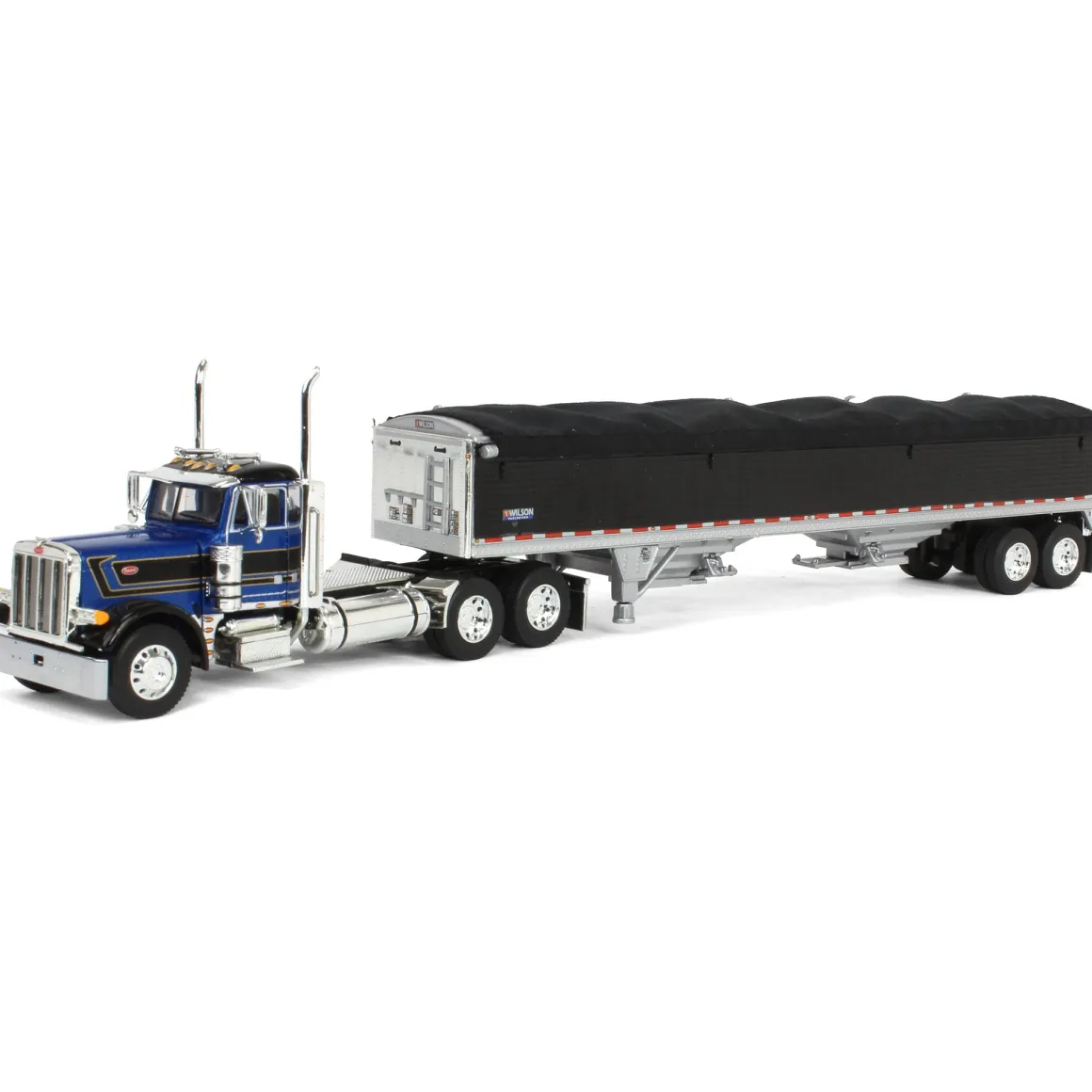 1/64 Blue & Black Peterbilt 379 Day Cab with Black Wilson Pacesetter Grain Trailer, DCP by First Gear