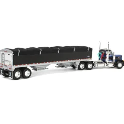 1/64 Blue & Black Peterbilt 379 Day Cab with Black Wilson Pacesetter Grain Trailer, DCP by First Gear