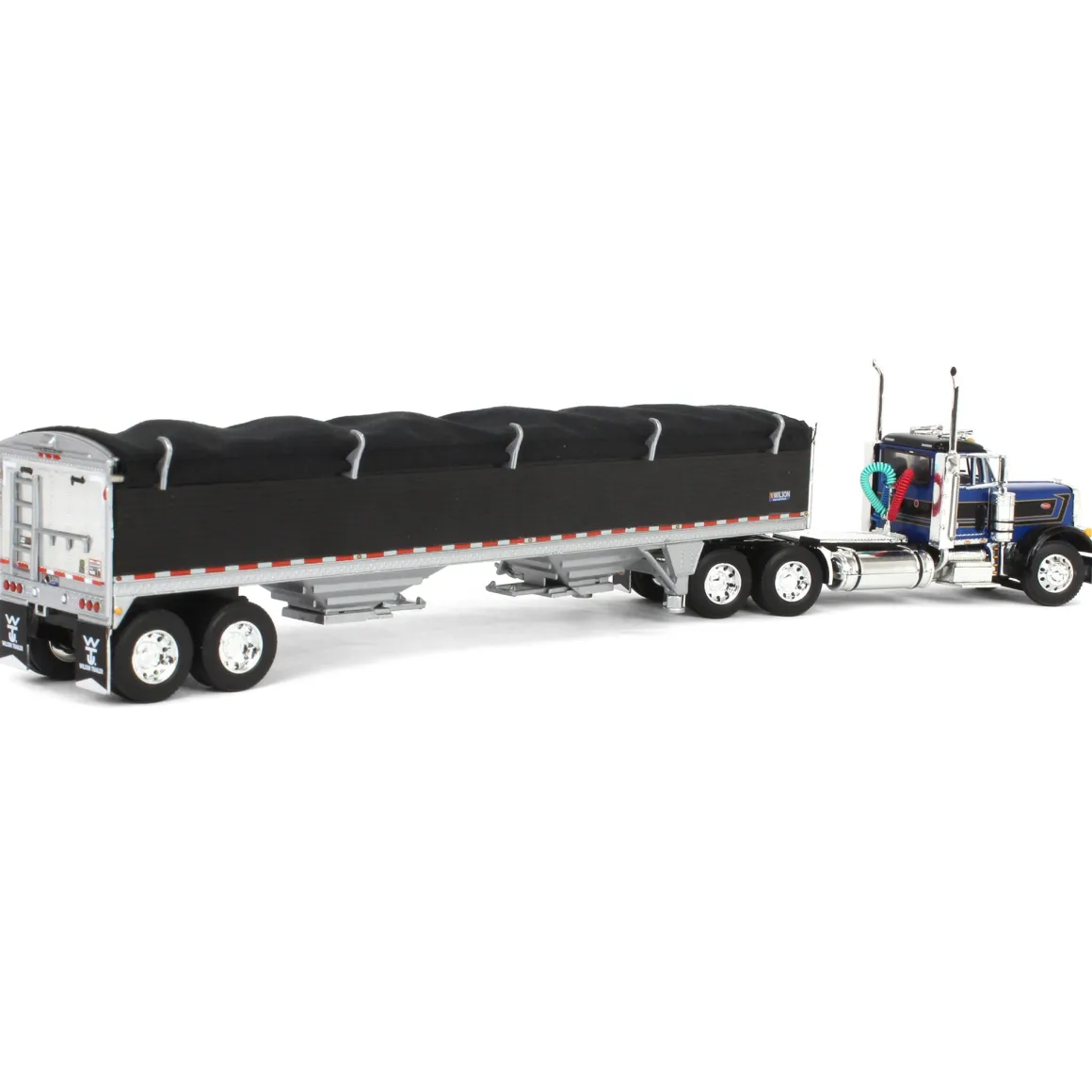 1/64 Blue & Black Peterbilt 379 Day Cab with Black Wilson Pacesetter Grain Trailer, DCP by First Gear
