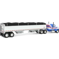 1/64 Blue & White Ford LTL 9000 with Wilson Grain Trailer, DCP by First Gear