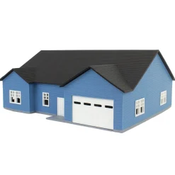 1/64 Blue & White “The Ranch” Farm House w/ Opening Garage & Back Deck, 3D Printed