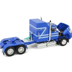 1/64 Blue Ford LTL 9000 60in Aerodyne Sleeper with Wilson Stockmaster PSAL Livestock Trailer, DCP by First Gear