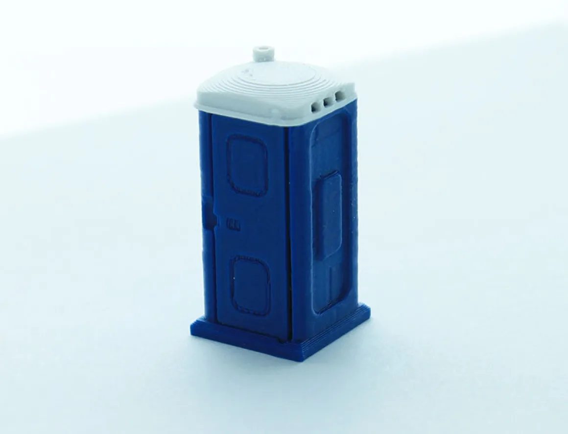 1/64 Blue Porta Potty with Opening Door, 3D Printed Plastic