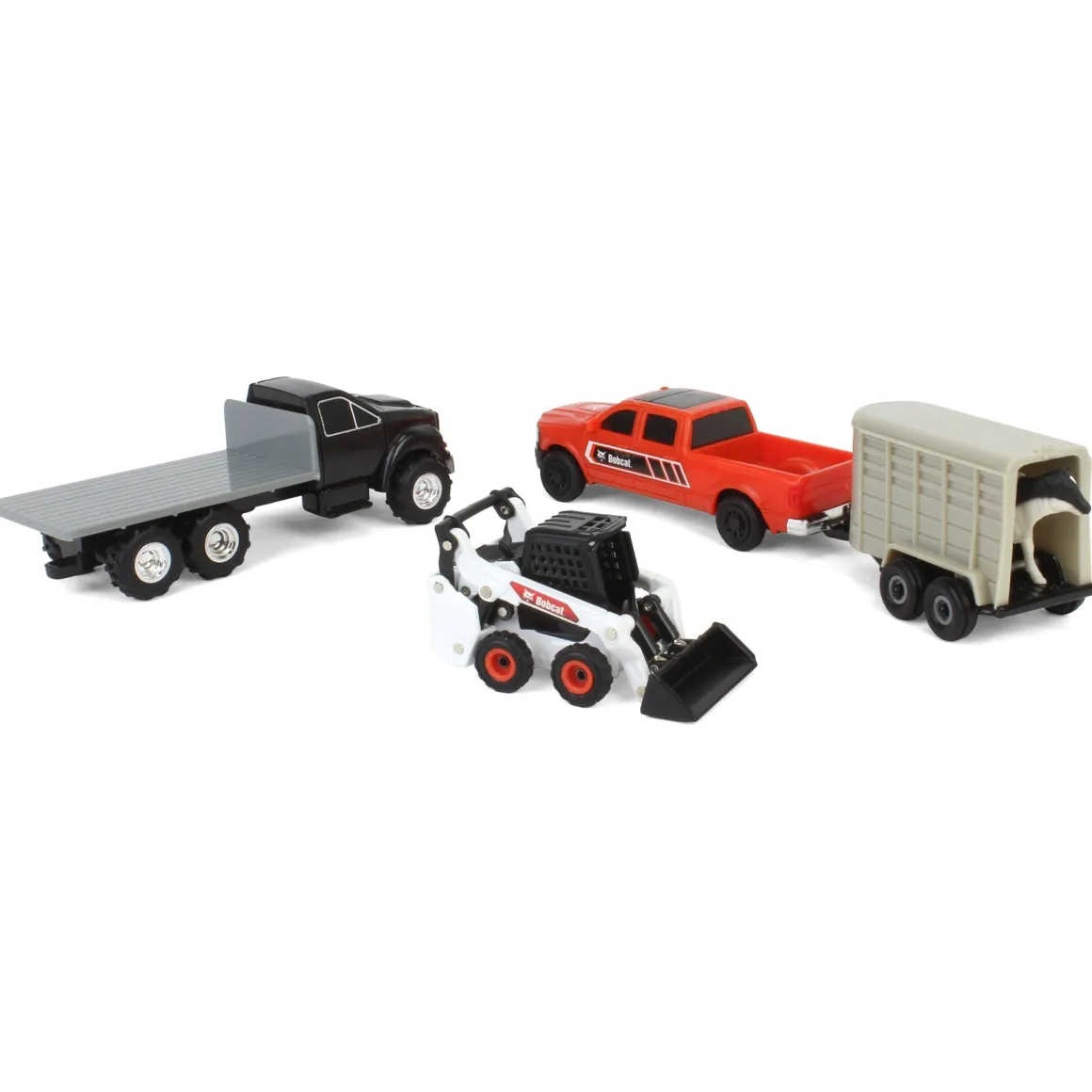1/64 Bobcat 5 Piece Construction Set with Rollback, Livestock Trailer, Cow & More!