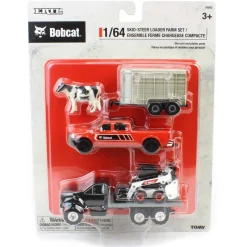 1/64 Bobcat 5 Piece Construction Set with Rollback, Livestock Trailer, Cow & More!