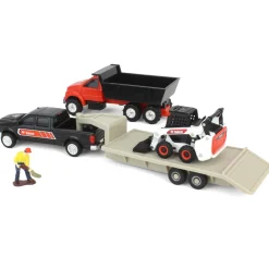 1/64 Bobcat 5 Piece Construction Set with Dump Truck, Gooseneck Trailer, Man & More!