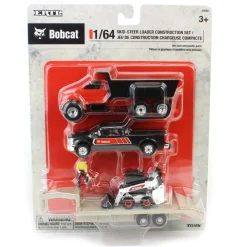 1/64 Bobcat 5 Piece Construction Set with Dump Truck, Gooseneck Trailer, Man & More!
