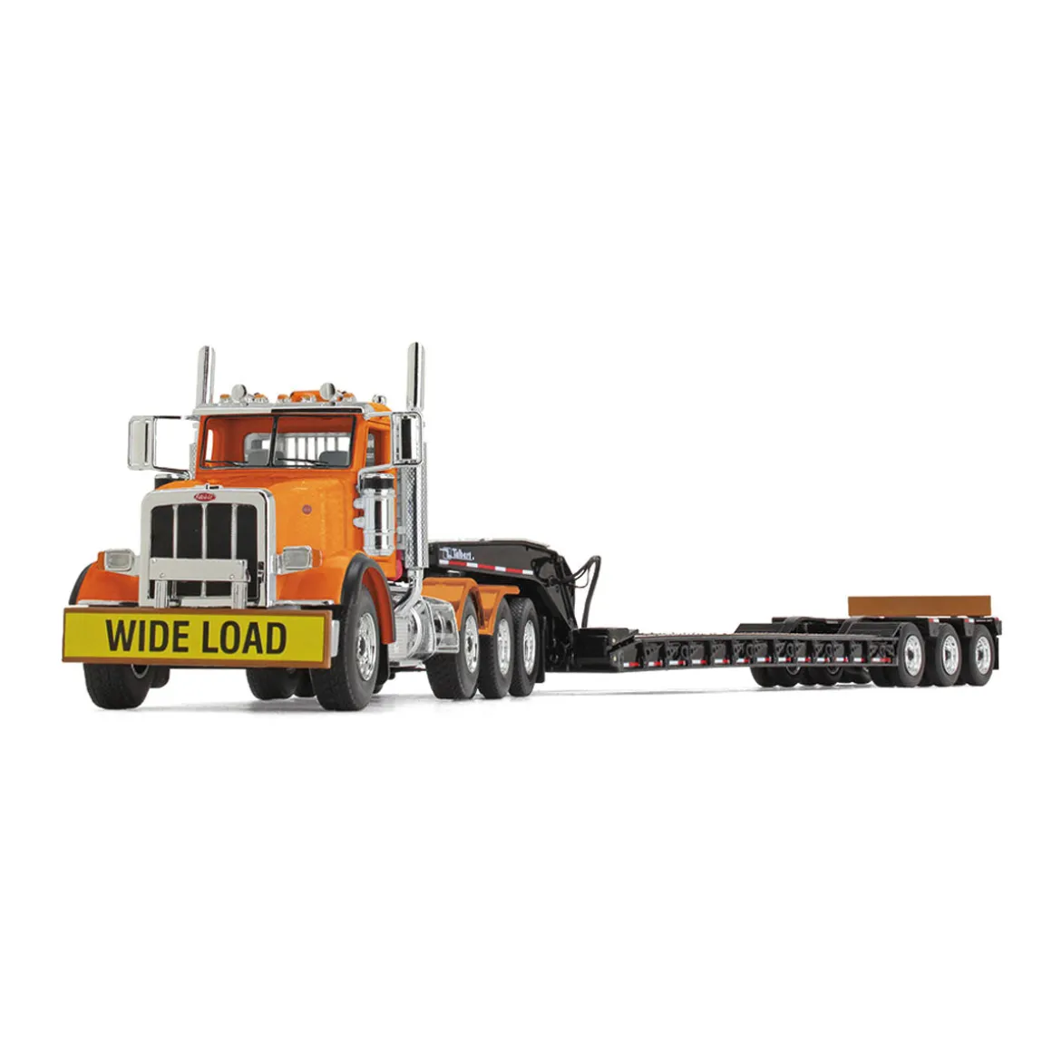 1/50 Bright Orange Peterbilt 367 Day Cab w/ Talbert 55SA Lowboy by First Gear