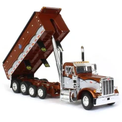 1/64 Brown & Silver Peterbilt 379 w/ Quad-Axle MAC Dump Body, DCP by First Gear