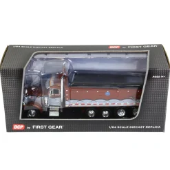 1/64 Brown & Silver Peterbilt 379 w/ Quad-Axle MAC Dump Body, DCP by First Gear