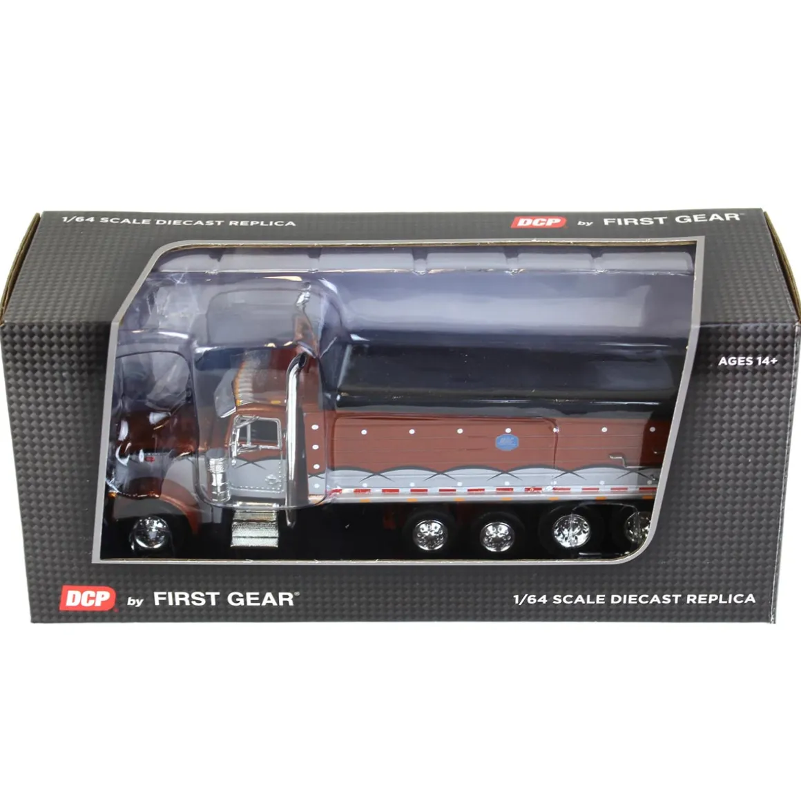1/64 Brown & Silver Peterbilt 379 w/ Quad-Axle MAC Dump Body, DCP by First Gear