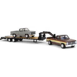 1/64 Brown & Tan 1986 Chevy K-30 Longbed with Gooseneck & Project Truck, Greenlight Exclusive
