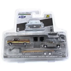 1/64 Brown & Tan 1986 Chevy K-30 Longbed with Gooseneck & Project Truck, Greenlight Exclusive