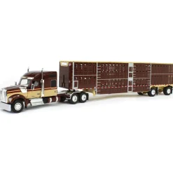 1/64 Brown & Tan Kenworth W990 with Wilson Silverstar Livestock Trailer, DCP by First Gear
