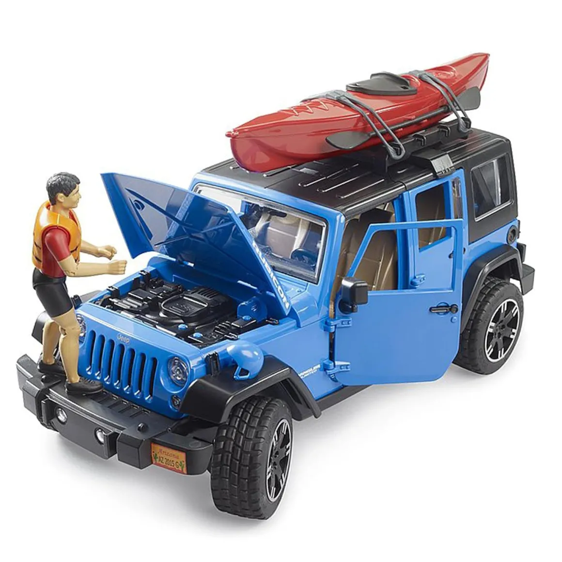 1/16 Bruder Jeep Wrangler Rubicon Unlimited with Kayak and Kayaker