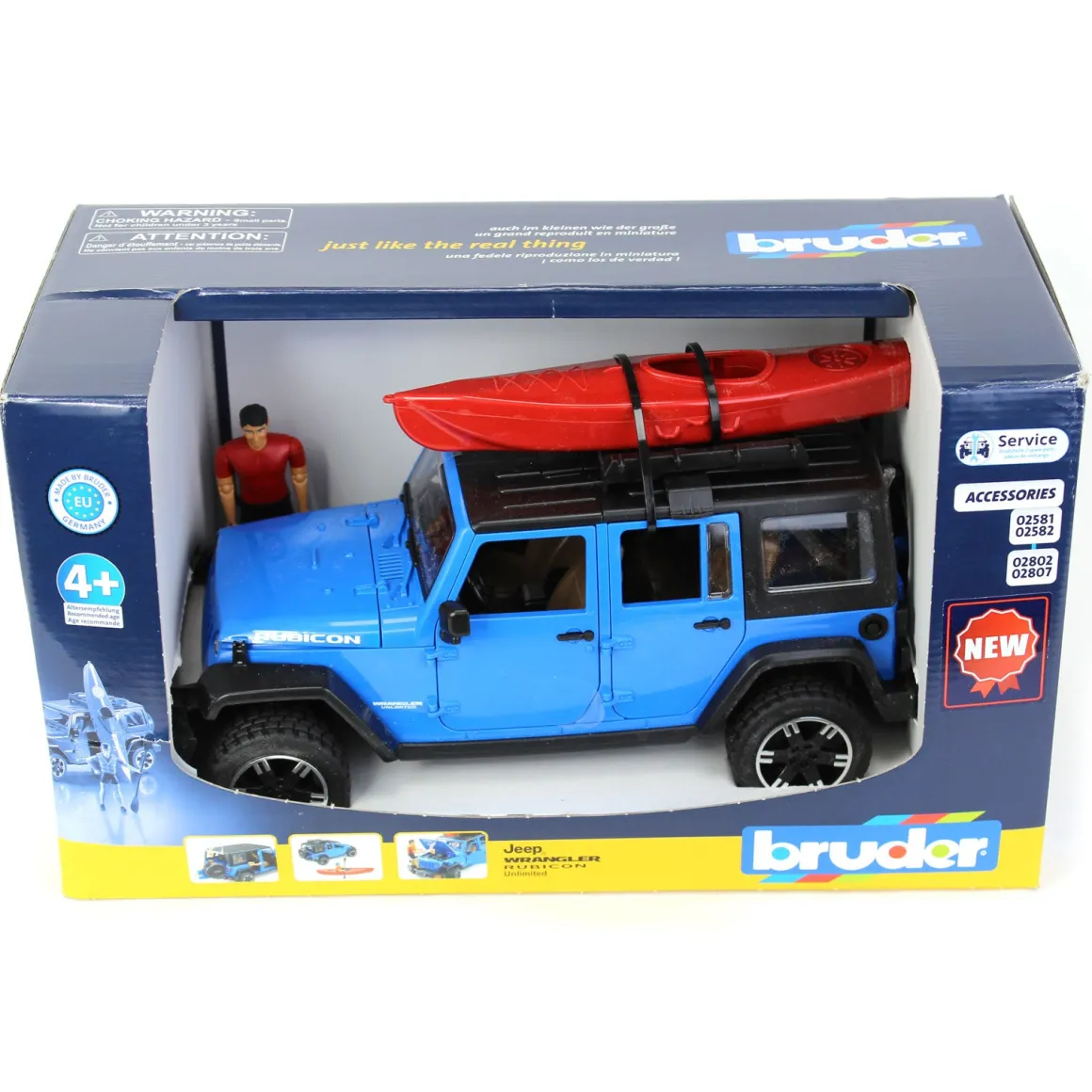 1/16 Bruder Jeep Wrangler Rubicon Unlimited with Kayak and Kayaker