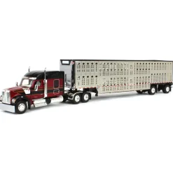 1/64 Burgundy & Black Kenworth W990 with Wilson Silverstar Livestock Trailer, DCP by First Gear