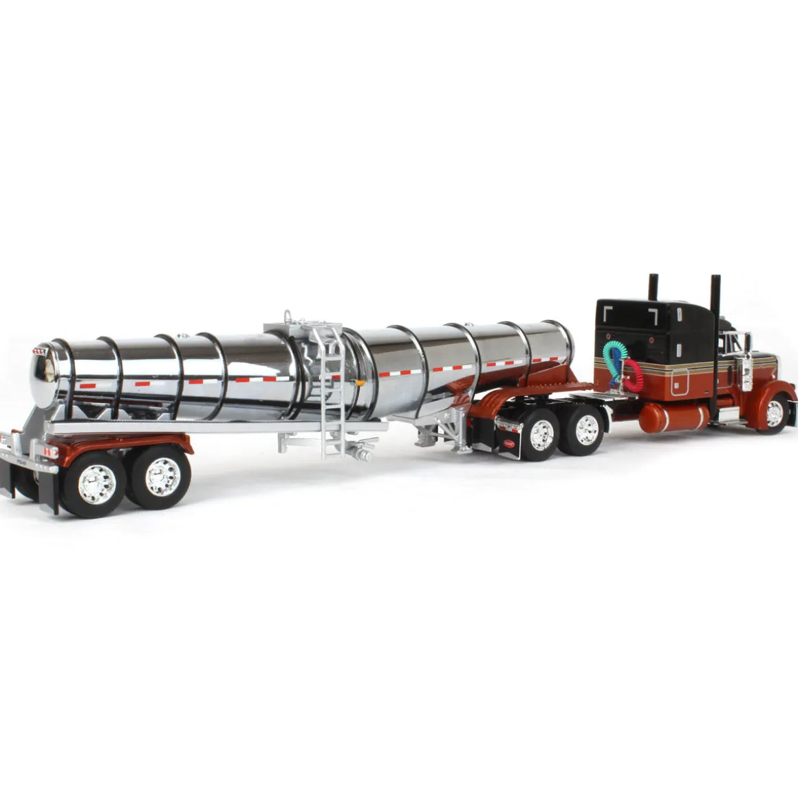 1/64 Burnt Orange Peterbilt 379 w/ 63in Mid-Roof Sleeper & Polar Deep Drop Tanker, DCP by First Gear