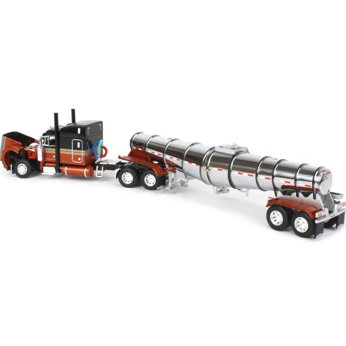 1/64 Burnt Orange Peterbilt 379 w/ 63in Mid-Roof Sleeper & Polar Deep Drop Tanker, DCP by First Gear