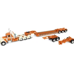 1/64 Burnt Orange/Cream Peterbilt 379 with Fontaine Magnitude Lowboy, Jeep & Stinger, DCP by First Gear