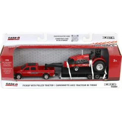 1/64 Case IH "Red Menace" Pulling Tractor with Pickup Truck & Trailer