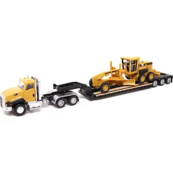 1/87 Caterpillar CT660 Day Cab with Lowboy Trailer & 163H Motor Grader