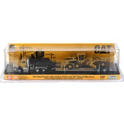 1/87 Caterpillar CT660 Day Cab with Lowboy Trailer & 163H Motor Grader
