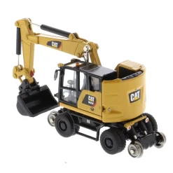 1/87 Caterpillar M323F Railroad Wheeled Excavator, CAT Yellow Version with 3 Tools