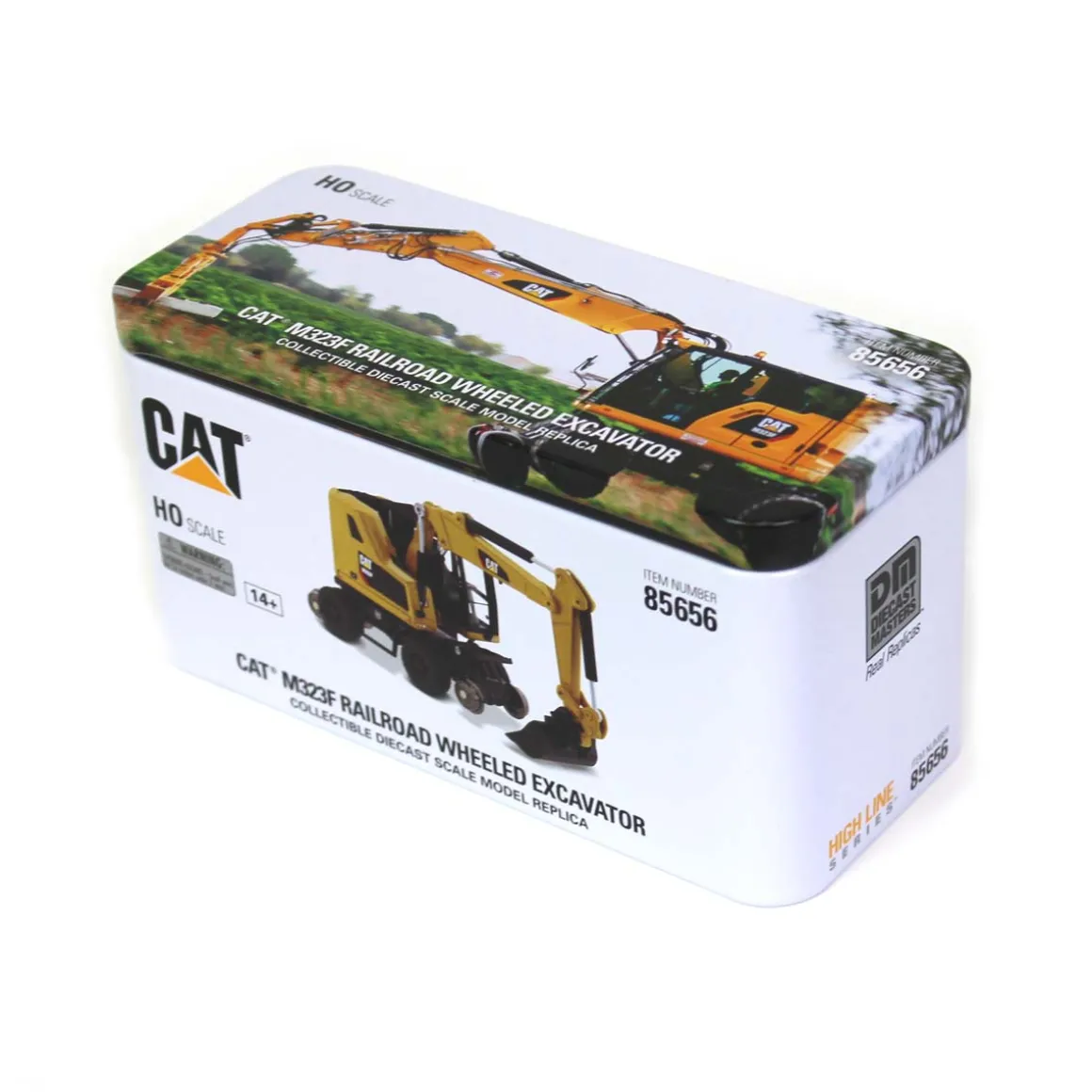 1/87 Caterpillar M323F Railroad Wheeled Excavator, CAT Yellow Version with 3 Tools