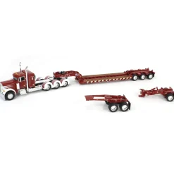 1/64 Cherry Red/White Peterbilt 379 with Fontaine Magnitude Lowboy, Jeep & Stinger, DCP by First Gear
