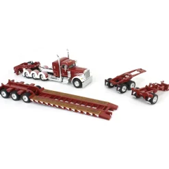 1/64 Cherry Red/White Peterbilt 379 with Fontaine Magnitude Lowboy, Jeep & Stinger, DCP by First Gear