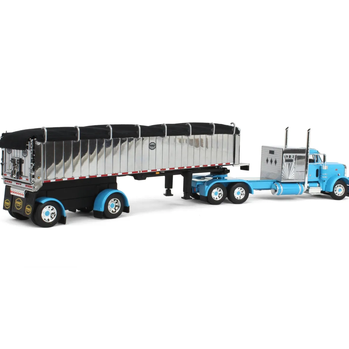 1/64 Cyan Peterbilt 379 60in Vintage Sleeper w/ MAC Coal End Dump Trailer, DCP by First Gear
