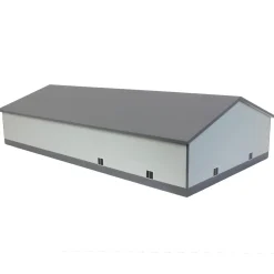 1/64 Dark & Light Gray 2 Door 70ft x 130ft Wooden Implement Pole Building w/ Divided Shop Area