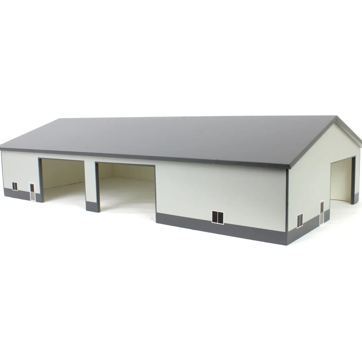 1/64 Dark & Light Gray 60ft x 120ft Wooden Implement Shed with Double Side Doors