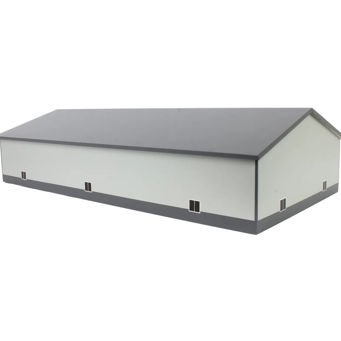 1/64 Dark & Light Gray 60ft x 120ft Wooden Implement Shed with Double Side Doors