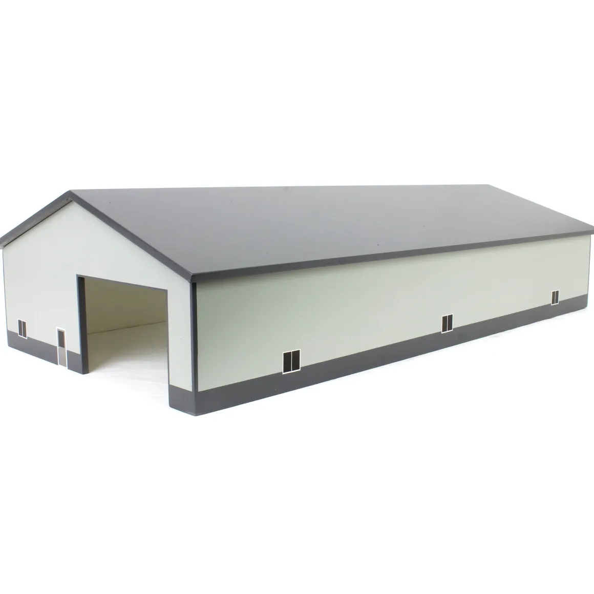 1/64 Dark & Light Gray 60ft x 120ft Wooden Implement Shed with Double Side Doors