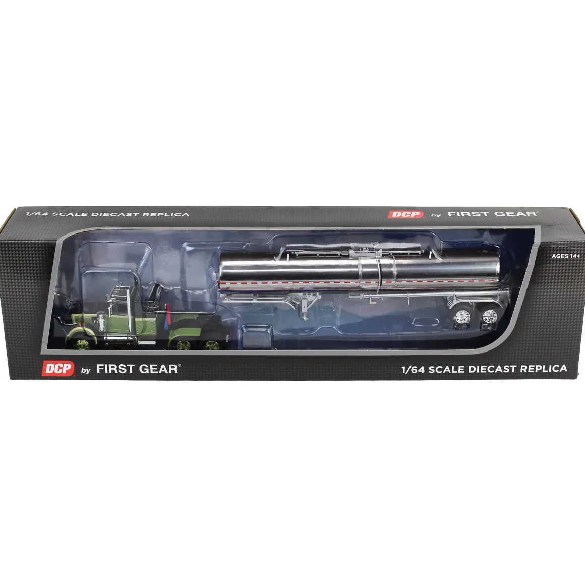 1/64 Dark Green/Olive White Western Star 4900 36in Sleeper with Brenner Chemical Tanker, DCP by First Gear