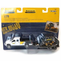 1/64 Dodge Pickup with Trailer and New Holland L170 Skid Steer & CR8.90 Combine with 2 Headers