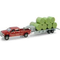 1/64 Dodge Ram Pickup Truck with Gooseneck Trailer & Bales