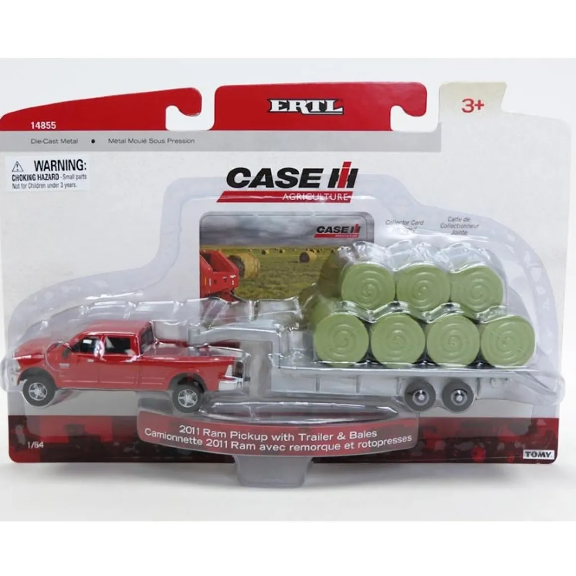 1/64 Dodge Ram Pickup Truck with Gooseneck Trailer & Bales