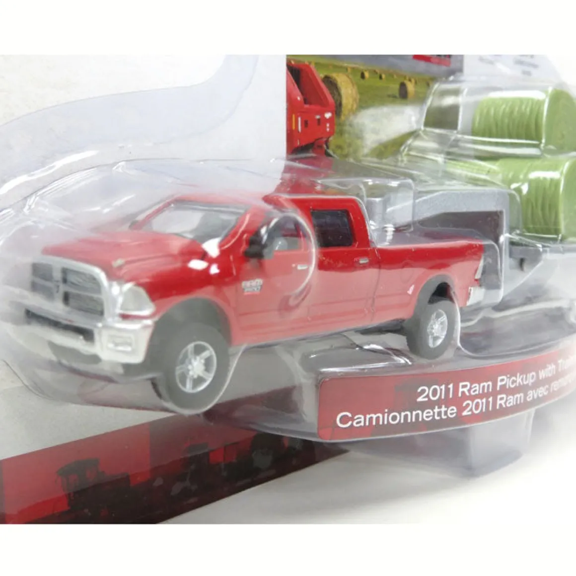 1/64 Dodge Ram Pickup Truck with Gooseneck Trailer & Bales