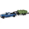 1/16 ERTL Big Farm Blue Chevrolet Pickup Truck with Trailer & 6 Round Bales